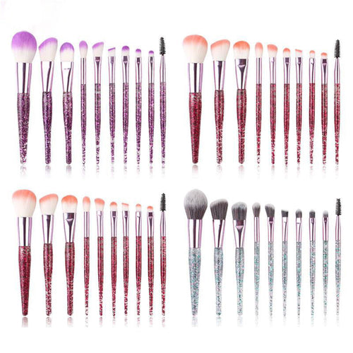 10pcs Clear Crystal Quicksand Makeup Brush Set