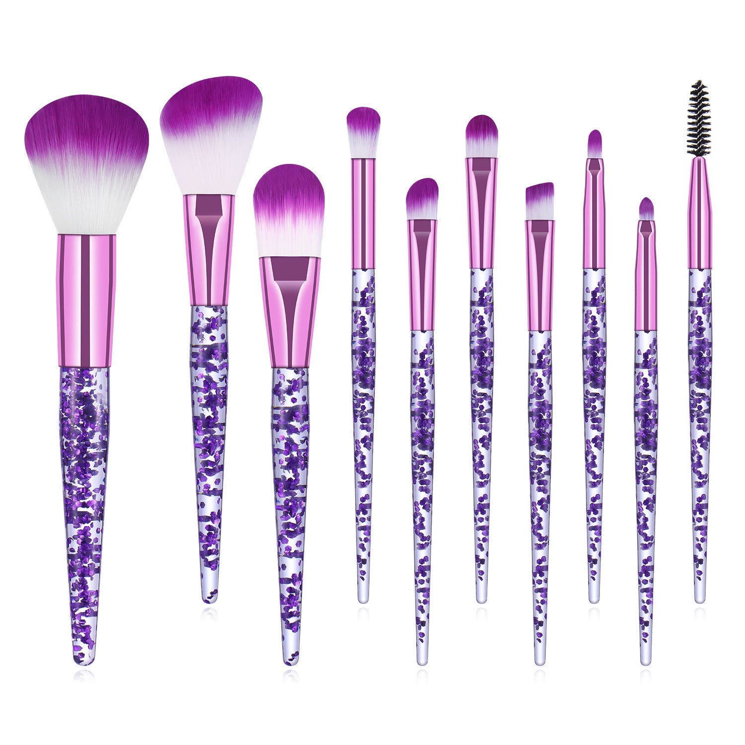 10pcs Clear Crystal Quicksand Makeup Brush Set