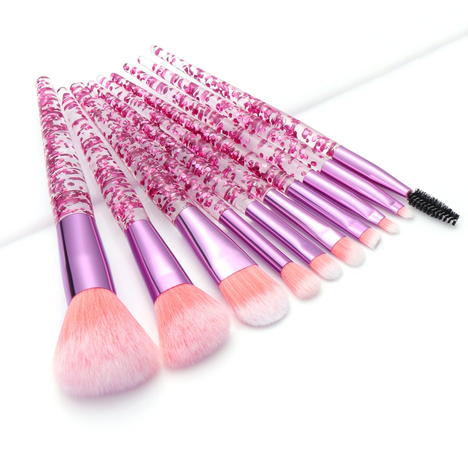 10pcs Clear Crystal Quicksand Makeup Brush Set