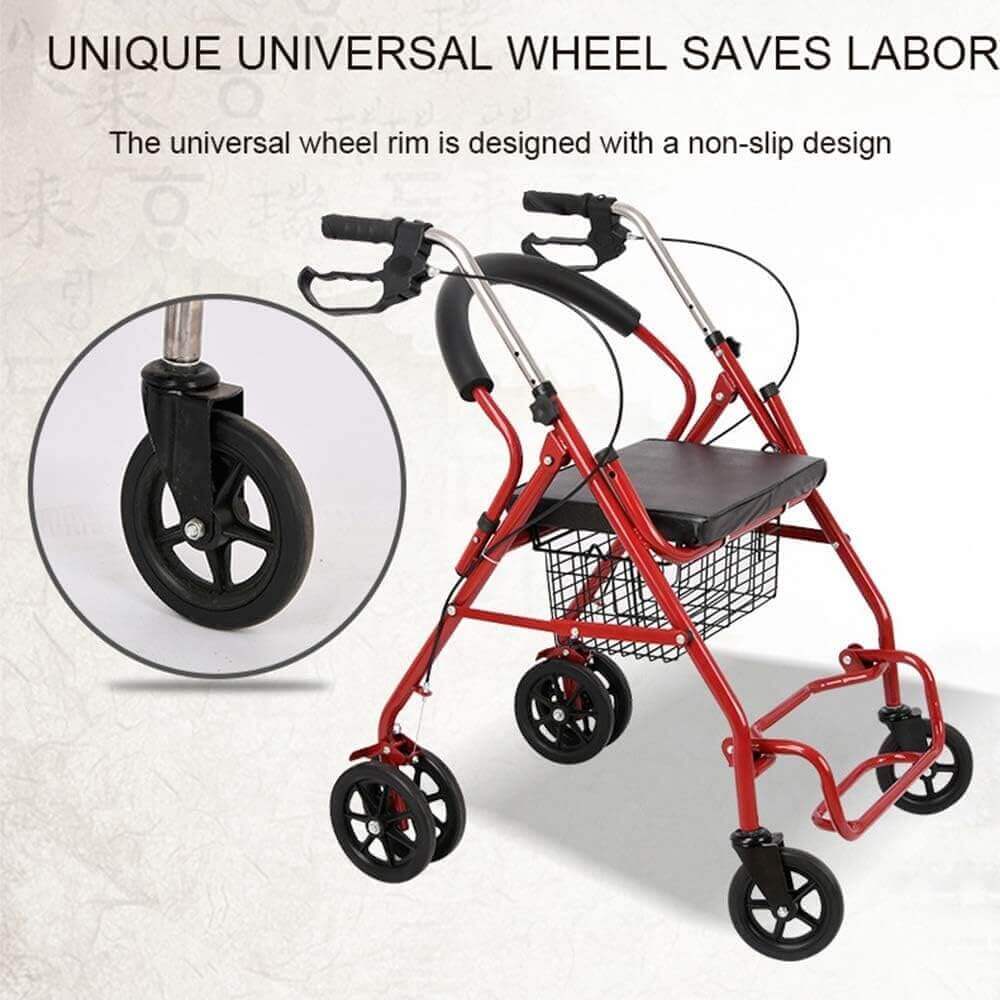 All‑Purpose Foldable Mobility Wheelchair with Attendant Push Handles
