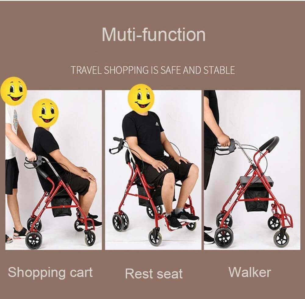 All‑Purpose Foldable Mobility Wheelchair with Attendant Push Handles